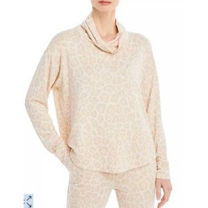 SPLENDID Cowl Neck Leopard Pullover Sweatshirt L